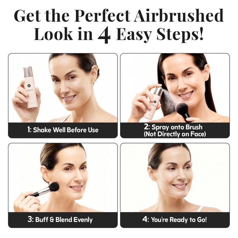 Jerome Alexander MagicMinerals AirBrush Foundation â€“ 2 Piece Set with Airbrush Foundation and Kabuki Brush - Spray Makeup with Anti-aging Ingredients for Smooth Radiant Skin - Warm Beige - Image 3